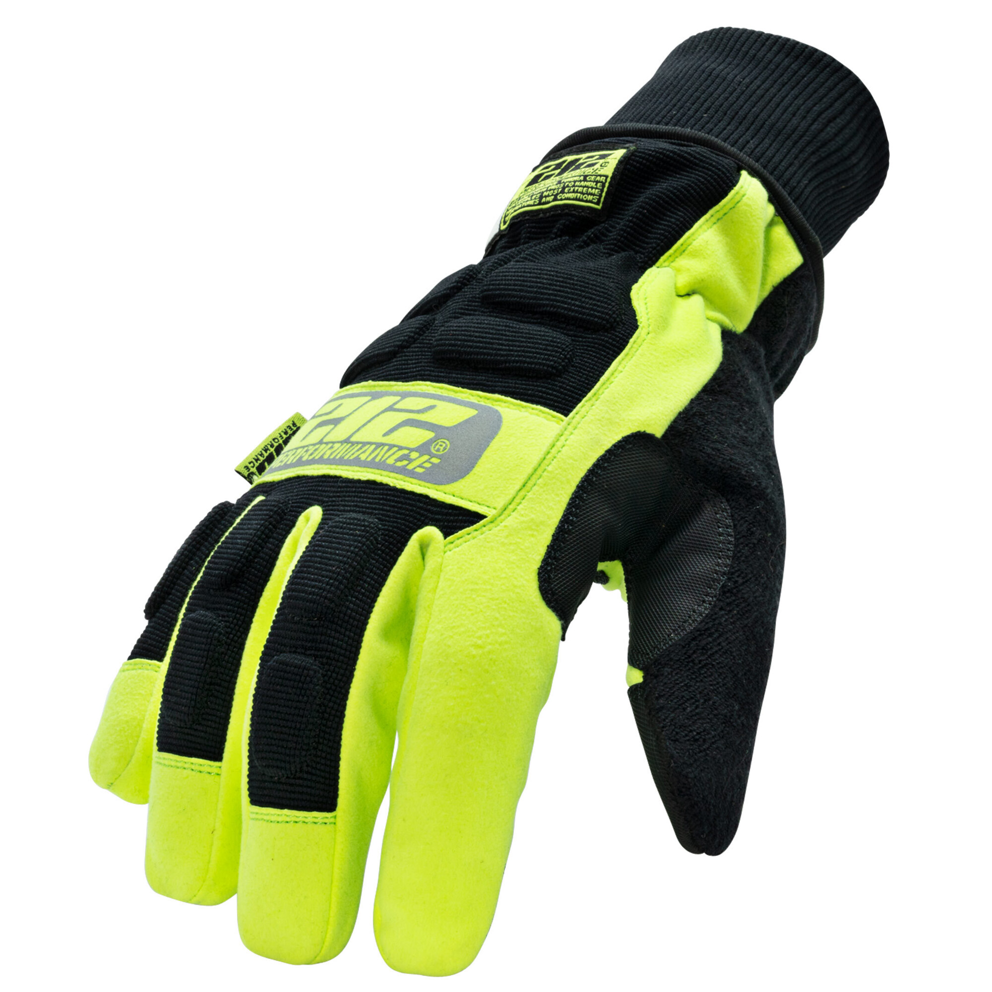 212 Performance Waterproof Fleece Lined Impact Protective Tundra Winter Work Gloves in Black and Hi-Viz Yellow, Small TUNHWP-0508